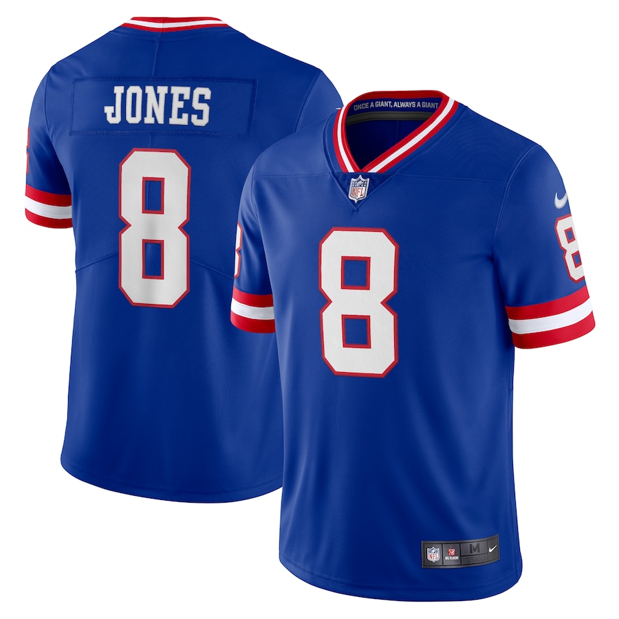 New 2022 Men New York Giants 8 Daniel Jones Nike Royal Vapor Limited NFL Jersey